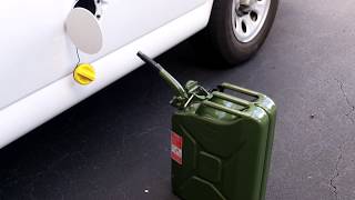 Wavian 52 Gallon NATO Jerry Fuel Can Pouring into Van [upl. by Winn]