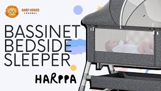 👶 HARPPA Baby Bassinet Bedside Sleeper Diaper Changing Station  Mosquito Net Included [upl. by Acinehs]