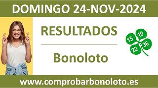 Resultado del sorteo Bonoloto del domingo 24 de noviembre de 2024 [upl. by Refinnaej]