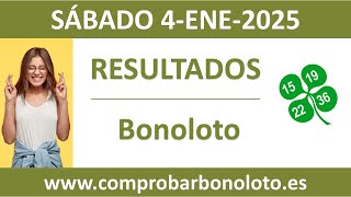 Resultado del sorteo Bonoloto del sabado 4 de enero de 2025 [upl. by Neiv]