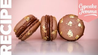 Salted Caramel amp Chocolate Macaron Full Recipe amp HowTo  Cupcake Jemma [upl. by Arv]