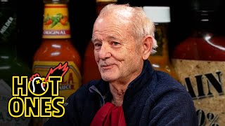 Bill Murray Doesn’t Flinch While Eating Spicy Wings  Hot Ones [upl. by Lydell]