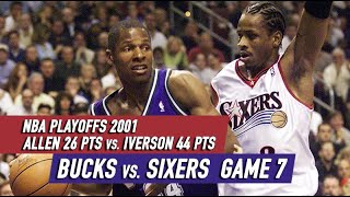 NBA Playoffs 2001 Bucks vs Sixers Game 7  Full Highlights Iverson 44 pts [upl. by Riba530]