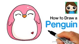 How to Draw a Cute Penguin EASY  Squishy Squooshems [upl. by Coryden]