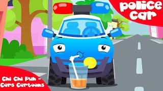 The Blue Police Car w CAR FRIENDS Vehicle amp Chi Chi Car for children Cars amp Trucks Cartoon [upl. by Irma]