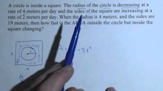 Related Rates Circle inside Square [upl. by Hart155]