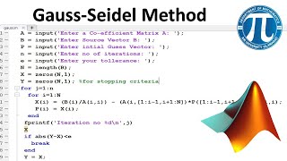 Gauss Seidel Method MATLAB code in just 20 lines [upl. by Waddington587]