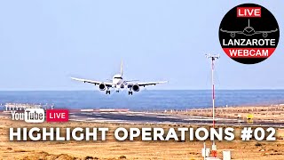 Highlight Operations 02 at Lanzarote Airport  LanzaroteWebcam [upl. by Ilaw203]