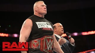 Paul Heyman provokes a fight between Braun Strowman and Brock Lesnar Raw Sept 11 2017 [upl. by Madelaine678]