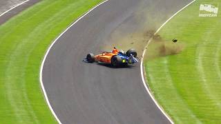 Raw Video Fernando Alonso crashes during 2019 Indy 500 practice [upl. by Oiramaj]