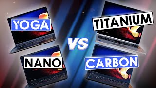 ThinkPad X1 Carbon Gen 9 vs X1 Titanium vs X1 Yoga vs X1 Nano Review [upl. by Darsie400]