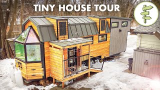 Impressive Custom Tiny House with Super Unique Design Features  FULL TOUR [upl. by Ateiram]