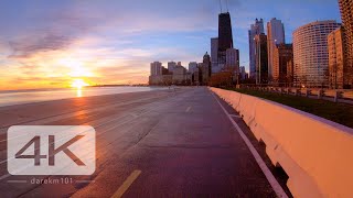 Chicago lakefront virtual bike ride during spectacular sunrise 4K [upl. by Eisiam45]