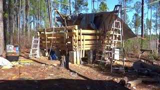 Hand Hewn log cabin building [upl. by Enram]