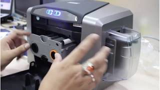 Fargo DTC1250e How to Install Ribbon and Load Blank Card [upl. by Nidia]