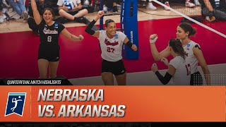 Nebraska vs Arkansas 2023 NCAA volleyball quarterfinal highlights [upl. by Isnan]