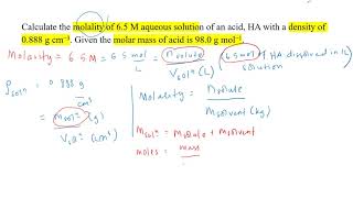 Use Molarity and Density to find out Molality [upl. by Jo Ann930]