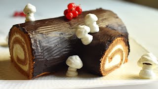 Easy Yule Log Cake for ChristmasBuche de NoelYule log recipeYule log cakeChocolate log cake [upl. by Lynea]