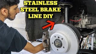 How To Install Stainless Steel Brake Lines On BMW DIY [upl. by Saimon777]