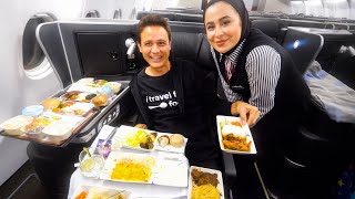 15 Courses BUSINESS CLASS Food on IRAN AIRLINES  Mahan Air  Bangkok to Tehran [upl. by Alenas110]