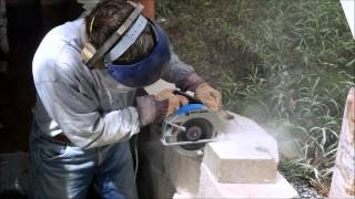 Cutting Retaining Wall Cap Block [upl. by Trawets449]