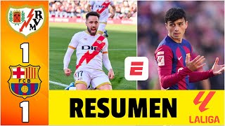 BARCELONA TROPEZÓ ante el RAYO VALLECANO empató 11 y le pierde pisada al REAL MADRID  La Liga [upl. by Akinal]