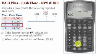 BA II Plus  Cash Flows 1 Net Present Value NPV and IRR Calculations  DCF [upl. by Ajnat213]