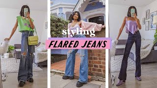 10 ways to style flared jeans 💗🍭 [upl. by Merrill]