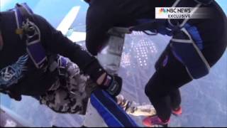 Caught on cam Skydivers survive fiery midair plane crash [upl. by Rahmann]