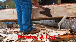 Hewing A Log 1800s Hewn Log Barn Repair pt 2 [upl. by Brice]