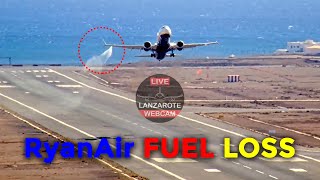 RYANAIR PLANE TAKING OFF with a FUEL LOSS by LanzaroteWebcam [upl. by Yrdnal]