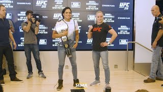 UFC 215 Amanda Nunes vs Valentina Shevchenko Media Day Staredown  MMA Fighting [upl. by Clea]