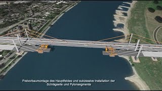 A 40 Rheinbrücke DuisburgNeuenkamp Visualisierung Bauablauf [upl. by Nnyladnarb]