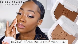 FENTY BEAUTY Soft Matte Powder Foundation REVIEW  WEAR TEST  Maya Galore [upl. by Edaj576]