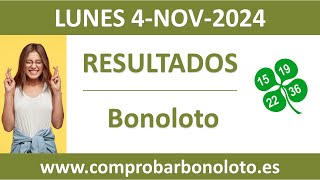 Resultado del sorteo Bonoloto del lunes 4 de noviembre de 2024 [upl. by Bullivant]