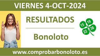 Resultado del sorteo Bonoloto del viernes 4 de octubre de 2024 [upl. by Luke14]