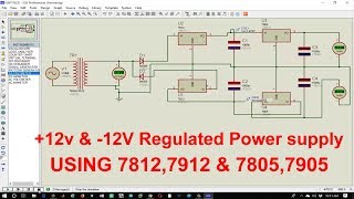 Regulated Power Supply using IC 7912 7812 7905 7805 [upl. by Aidil]