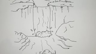 Kako nacrtati Vodopad PriroduHow to draw a simple beautiful Waterfall landscape🏞️ [upl. by Anircam122]