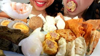 ASMR DIM SUM Shrimp Pork Dumplings  Fried Wonton  Custard Pie 腐皮卷 Yum Cha suellASMR [upl. by Gomer]