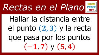 DISTANCIA DE UN PUNTO A UNA RECTA Ejercicio 1 [upl. by Sleinad]