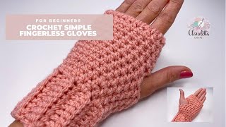 CROCHET simple FINGERLESS GLOVES [upl. by Galven]