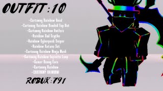 10 AWESOME ROBLOX quotCartoony Rainbowquot OUTFITS [upl. by Eanrahs]