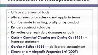 Misrepresentation Lecture 1 of 4 [upl. by Chastity]