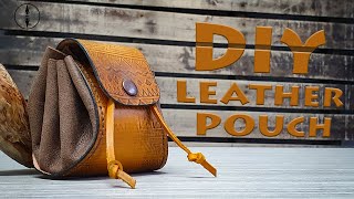 DIY Medieval Leather Pouch  Making a Drawstring Pouch  PDF pattern [upl. by Slorac]