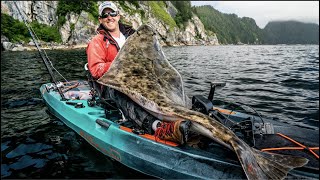 MASSIVE Halibut Caught by Kayak Angler in Alaska [upl. by Leachim518]