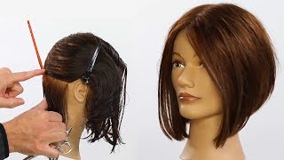 Basic ALine Triangular Bob Haircut Tutorial [upl. by Nylhtak]