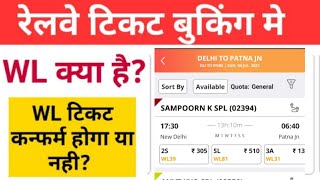 WL ka matlab kya hota hai  WL ticket confirmation chances  WL Waiting List means in hindi [upl. by Asirrac]