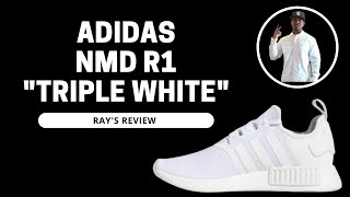 Adidas NMD R1 quotTriple Whitequot Unboxing amp On Feet Review [upl. by Azar]