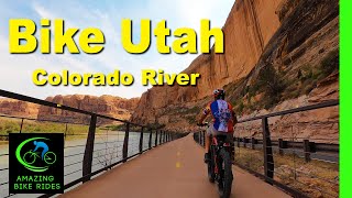 15 Minute Virtual Bike Ride  Moab  Goose Island Trail  Utah  Cycling Workout  Travel Video [upl. by Kcered899]