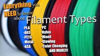 All the Different 3d printing Filaments Explained [upl. by Liborio]